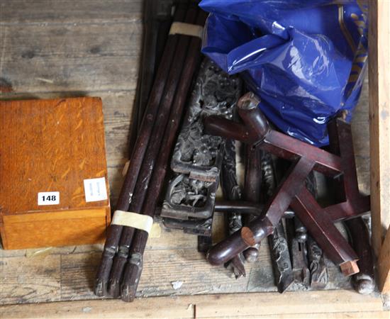Chinese rosewood carved elements from stands etc